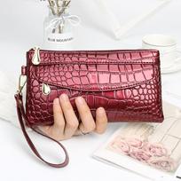 Wallet Lady Long Lasual Bright Face Clutch Zipper Phone Bag MIT raudona