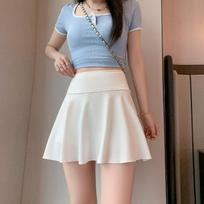 White Double-layer Short Skirt Women's Summer Anti-light Culottes A-word Sports Skirt Small Pleated Skirt S balta