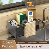 Kitchen Sink Rack with Self-draining Tray Sponge Rag Organizer Bathroom Cosmetic Holder Bathroom Shelf Kitchen Accessories Rack pilka