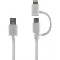 THOMSON TH2IN1CABLEW - fast 2 in 1 cable - Lightning and micro USB, 1m, white, Thomson balta