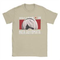 Men's Nier Automata 2B Peeker T Shirt Anime 100% Cotton Clothing Novelty Short Sleeve O Neck Tees Original T-Shirt S chaki
