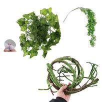 Reptiles Plant Hide Vine Branch Leaves Terrarium Jungle Habita for Lizards Geckos Snake Decorative False Plant