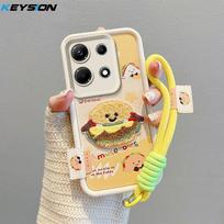 KEYSION Cartoon Cute Plush Embroidery Case for Infinix Note 30 4G with Lanyard PU Leather Shockproof Phone Cover for Infinix Note 30 5G for Infinix Note 30 4G