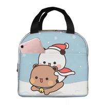 Merry Christmas Insulated Lunch Bag Bubu and Dudu Anime Women Kids Cooler  Thermal Portable  Box Ice Pack Tote 22x20x13CM balta