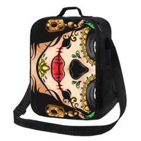 Grim Reaper Insulated Lunch Bag for Work School Demon Skull Waterproof Thermal Cooler Bento Box Women Children 26.5x20x11.5CM smėlis