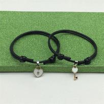 2023 Unisex Love Key Black Wax Rope Couple Bracelets – Simple Alloy Accessories balta