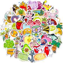 50 Small Fresh Net Map Stickers Graffiti Stickers Suitcase Skateboard Refrigerator Laptop Decoration Anti