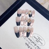 Hand-woven Armor Black Gold Jazz Three-dimensional Hand-painted Butterfly Leopard Print Cat Eye Pure Nail Art Patch extra small xs