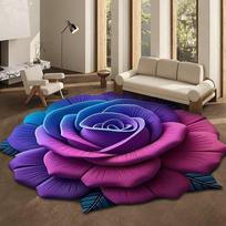 3D Vizualinis Gėlių Rašto Kilimas Gėlių Grindų Kilimėlis Sugeriantis Grindų Kilimas Neslystantis Miegamojo Įėjimo Virtuvės 40 * 40cm blue