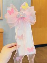 1 women's spring new light color long veil crown can tie hair bow hair clip hair accessories Size fits all