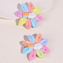 2Pcs New Unicorn Children's Hairpin Cute Pony Flower Hairpin Macaron Color Colorful Flower Hairpin Hair Pick Hair Pick Gift Size fits all