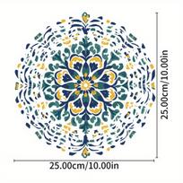 Vibrant Blue, Gold & White Mandala Wind Spinner - Intricate Metal Floral Wind Chime for Gardener 01A