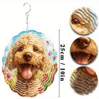 Vibrant 10 Inch Hanging Wind Spinner with Dog Design Durable Metal Garden Decor for Balcony 01A