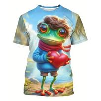 Harajuku Style Frog Pattern 3D Printed Men's T-shirt Summer Casual Short Sleeve T-shirt Daily Streetwear Men's S