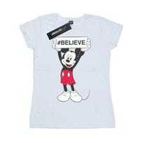 Disney Womens/Ladies Mickey MouseBelieve Cotton T-Shirt XXL balta