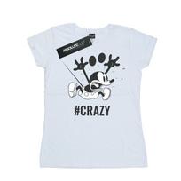 Disney Womens/Ladies Mickey Mouse #Crazy Cotton T-Shirt L balta