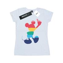 Disney Womens/Ladies Mickey Mouse Rainbow Pose Cotton T-Shirt L balta