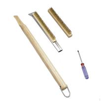 26'' Pizza Oven Brush Stone Cleaning BBQ Grill Wood Handle Kitchens Replacement with beige