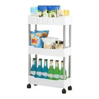 Delicate Rolling Organizers Cart For Bathroom Kitchen Multi Level Storage Shelf Mobile Space Optimized Structure 3layer narrow model balta