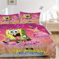 3pcs SpongeBob Jellyfish Cloud Bedding Set Includes 1 Quilt Cover and 2 Pillowcases, Comfortable Bedding F082 155x200cm pink