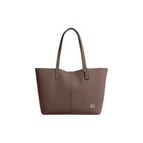 COACH North 32 Metalinis Logotipas Rankinė Tote Bag Pirkinių Krepšys Rankinė Oda su Tekstūra Didelė Moteriška Žalvaris ir Tamsus Akmuo auksas