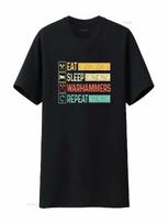 Retro Eat Sleep Warhammers Repeat Funny Gamer Video Gaming Wounisex T Shirt Black Vintage Washed Comfortable Stylish Slightly S įvairiaspalvis
