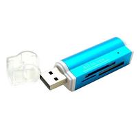 Mini USB 2.0 kortelių skaitytuvas Daugiafunkcis didelės spartos TF MMC SDHC atminties kortelių skaitytuvas one size mėlyna