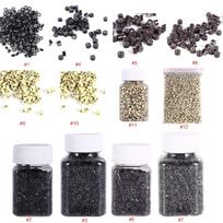 200/500/1000/2000vnt 12 tipų 4MM silikonu padengtas plaukų priauginimas žiedai karoliukai kilpos įrankiai 200PCS smėlis
