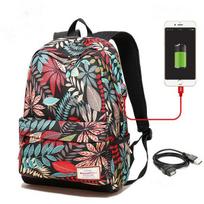 Karšto USB įkrovimo nešiojamojo kompiuterio kuprinė paaugliams studentams Mergaičių mokyklinė spausdinimo moteriška kelioninė kuprinė small raudona