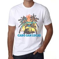 Vyriški vintažiniai marškinėliai Grafiniai marškinėliai Summer Triangle Cabo San Lucas White XS balta