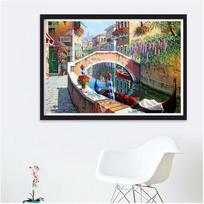 Diy Diamond Painting Embroidery Dream House Pebble Round Drill Rhinestone Pasted Full Cross Stitch 20X30CM