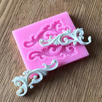 Gėlių silikono 3D reljefas šokoladinio pyrago fondant formos kraštinės dekoravimo forma Relief Baroque pink