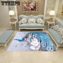 Gėlėmis margintas 3D kilimas didelio dydžio povas svetainės miegamojo arbatos stalo kilimėlis neslystantis grindų kilimėlis 120cm*180cm white
