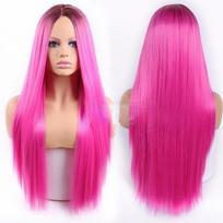 Madingas ilgų tiesių plaukų blondinis sintetinis perukas moterims (spalva: 16 spalvų) 2 pink