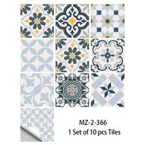 10pcs Bohemian Style Tile Sticker Kitchen Backsplash Oil-proof Bathroom Waterproof Home Decor Peel & Stick Art Mural Wall Decals 10cmX10cmX10pcs