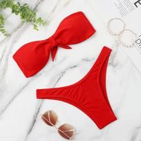Vasaros seksualus bikinio maudymosi kostiumėlio rinkinys Moteriškas maudymosi kostiumėlis paplūdimio bikinis paplūdimio apranga maudymosi kostiumėlis Bequine M raudona