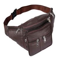 Noora Brown Leather Waist Bag Travel Pouch Passport Holder Fanny Bag ruda