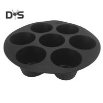 Maisto klasės karščiui atsparus Lengvai išardomas keksiukų formelės silikoninis 7 skylučių pyrago dekoravimo keksų puodelio kepimo įrankis 8Inch black