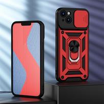 KEYSION smūgiams atsparus dėklas, skirtas iPhone 14 Pro Max 14 Plus Push Pull kameros apsaugos žiedo stovas telefono galinis dangtelis, skirtas iPhone SE 2022 for iPhone 14 raudona
