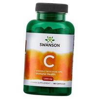 Vitaminas C su erškėtuogėmis, Vitamin C 1000 with Rose Hips, Swanson  30 kapsulių (36280020) 250caps