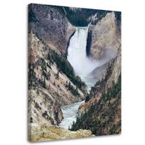 Canvas print, Waterfall in the mountains rocks trees nature 40x60 pilka spalva