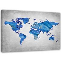 Canvas print World Map Blue 60x40 mėlyna