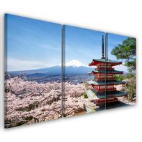 Three piece picture canvas print Japan Mount Fuji 60x40 mėlyna
