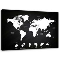 Canvas print World Map Office 60x40 juoda/balta