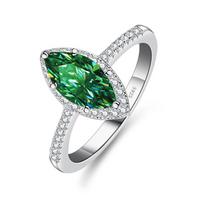 Bague Ringen 1,0 karatų markizė, pjūvio D spalvos moissanito deimantiniai sužadėtuvių 925 sterlingų sidabro žiedai moterims papuošalų didmeninė prekyba 1ct No.10 balta