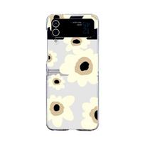 For Samsung Galaxy Z Flip 4 3 Case Pale Yellow Flower Pattern Painted Transparent Folding Shockproof Clear Hard Case Accessories For Galaxy Z Flip 3
