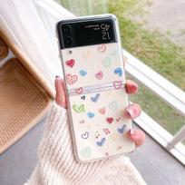 For Samsung Galaxy Z Flip 4 3 Case Colorful Love Painted Transparent Shockproof Pc Hard Back Cover For Samsung Zflip4 Flip3 Case For Samsung Z Flip 3