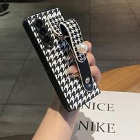 Prabangus PU odos Ševrono rašto Perlinis riešo dirželis Laikiklis Telefono dėklas Samsung Galaxy Z Fold 4 3 dėklui For Galaxy Z Fold 3