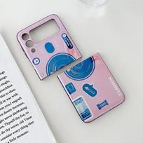 Blue -Ray Cartoon Camera Lovers Phone Case For Samsung Galaxy Z Flip 3 2 1 5g Adjustable Crossbody Shoulder Strap Back Cover For Samsung Z Flip 3