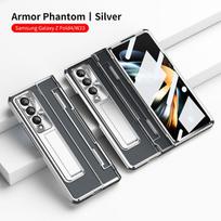 Ebesfous išlyginamieji šarnyriniai apsauginiai dėklai, skirti Samsung Galaxy Z Fold 3 Fold 4 5g skaidrus telefono dangtelis su stiklo plėvelės laikikliu Case & Screen Protector sidabras